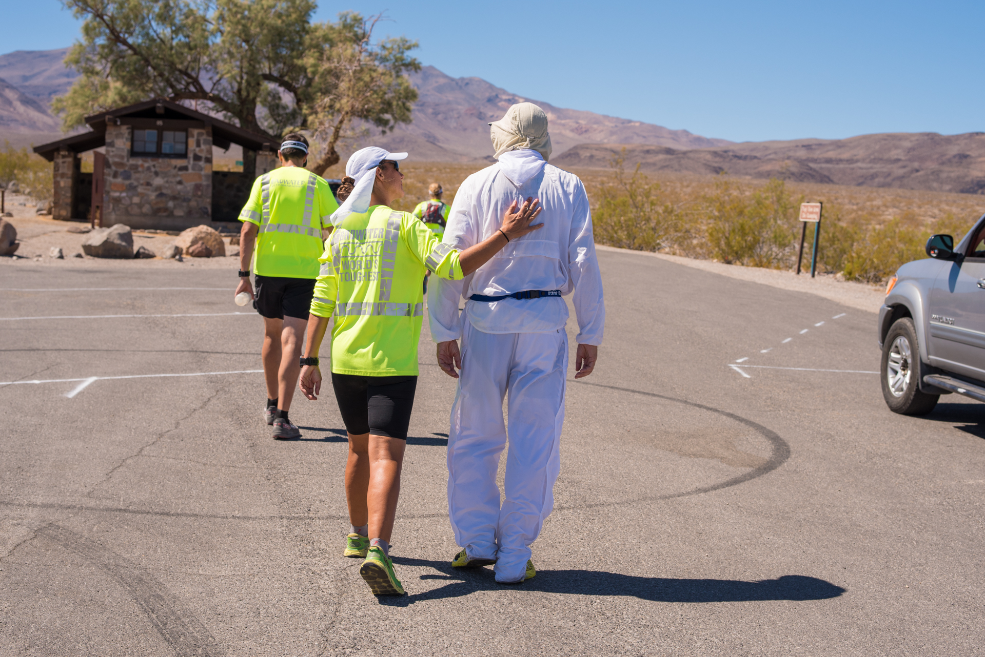 Heading for the car to rest at cutoff